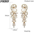 thumbnail image 6 of PYNZY Wedding Pearl Dangle Earrrings for Brides, Cubic Zirconia Flower Drop Earrings for Women Plated Rose Gold, 6 of 6