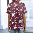 thumbnail image 7 of OIOLOYJM Womens Blouses Dressy Floral Print Short-Sleeve Button-Down Shirts Summer Lightweight Collared Tops Business Outwear Purple S, 7 of 7