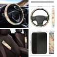 thumbnail image 4 of Yuyamidu 16 PCS Car Seat Cover Set with Steering Wheel Cover Tulip Seat Belt Strap Pad Butterfly Cup Holder Rear View Mirror Cover Keychain Gear Shift Knob Cover Car Shade for Front Windshield, 4 of 7