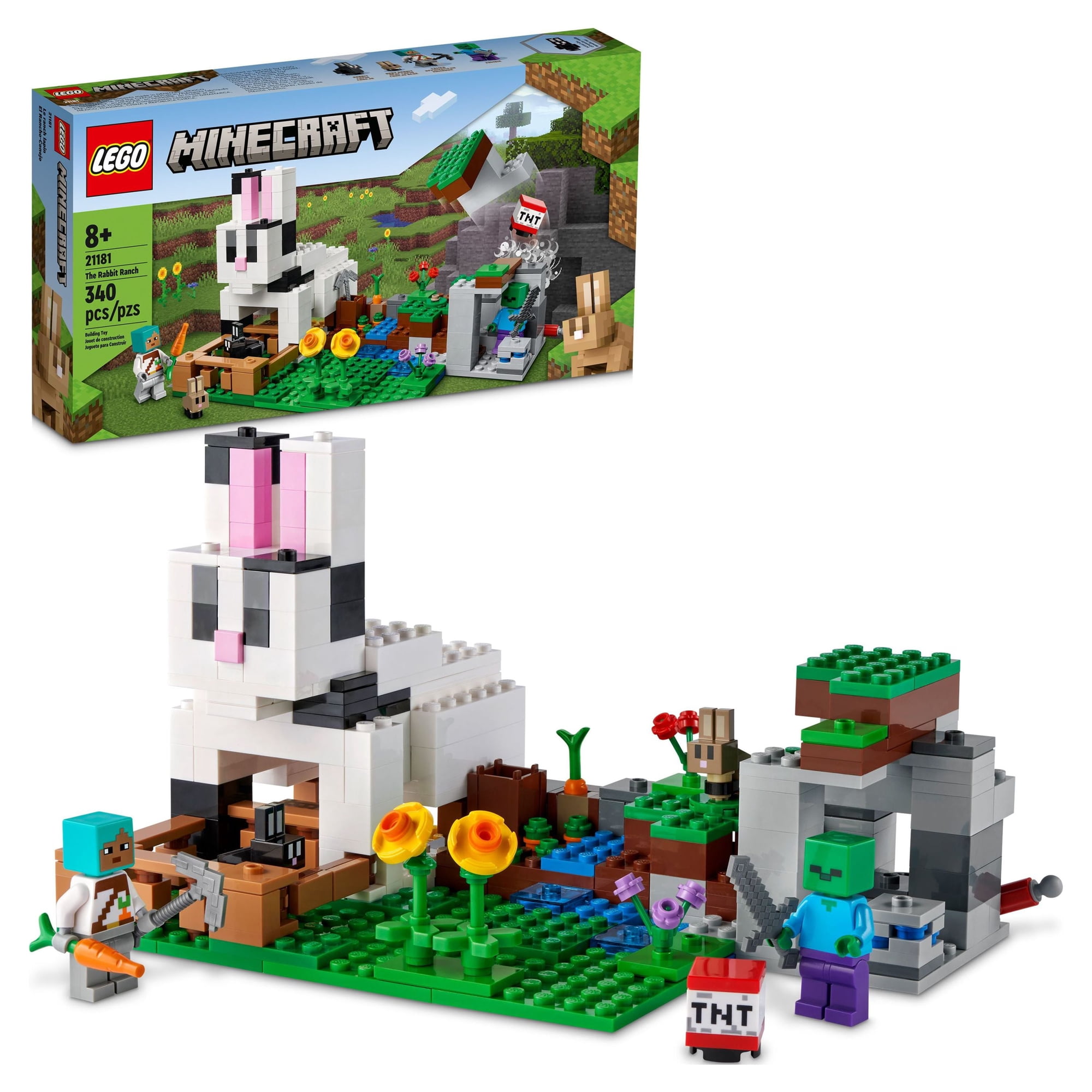 LEGO Minecraft The Rabbit Ranch House Farm Set, 21181 Animals Toy for Kids, Boys and Girls Age 8 Plus with Tamer and Zombie Figures