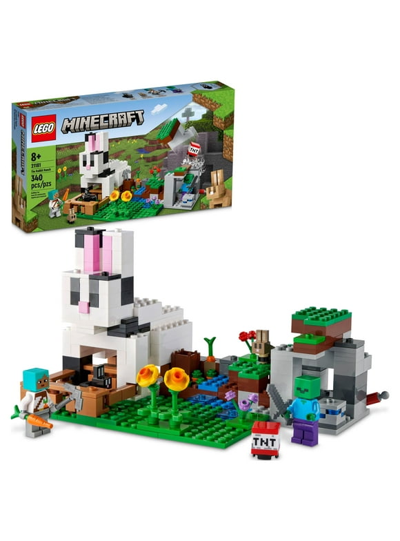 LEGO Minecraft The Rabbit Ranch House Farm Set, 21181 Animals Toy for Kids, Boys and Girls Age 8 Plus with Tamer and Zombie Figures