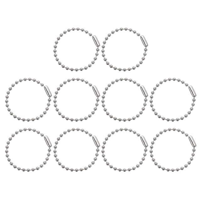 Uxcell 100pcs Cadenas de Bolas de 4 Pulgadas con Conector de Bola de Metal de 2.4mm, Plata