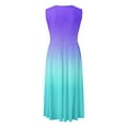 thumbnail image 4 of B91xZ Femmes Formelle Robes Décontracté Sans Manches Cou Ruffle A-Ligne Fluide Invité de Mariage Maxi Robes, Violet XL, 4 of 5