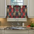 thumbnail image 2 of Yayeee Kitchen Curtains Tier Pair Light Filtering 27"x24" Rod Pocket Short Cafe Window Panel, Dark Tartan Pattern, 2 of 7