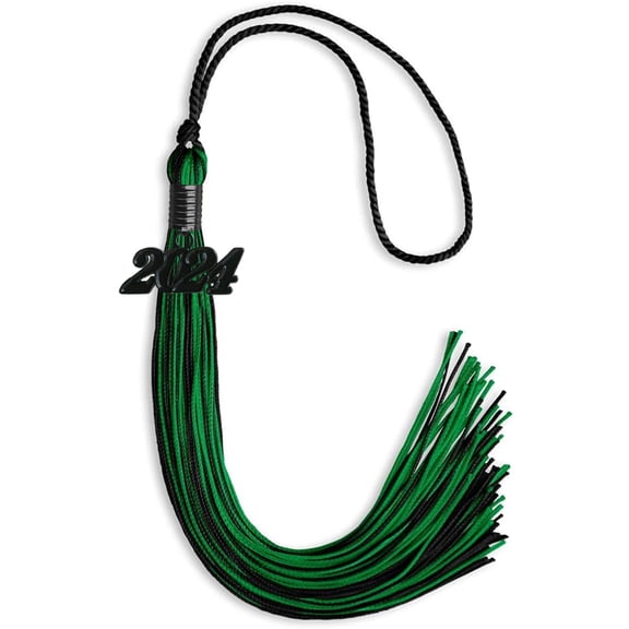 Endea Graduation Black/Green Mixed Color Graduation Tassel with Black Date Drop