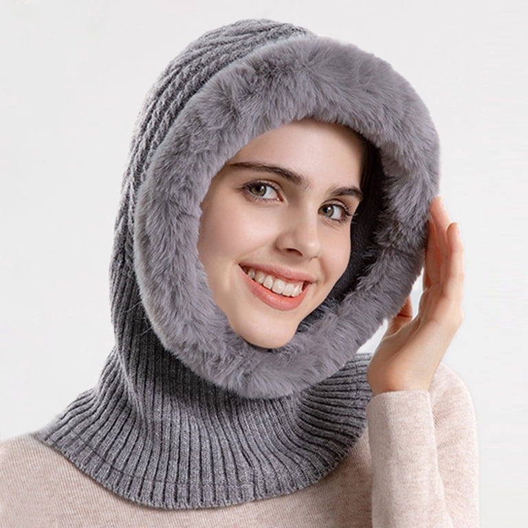Generic Women Slouchy Beanie Hats Fleece Hooded Scarf Hat  display picture 3