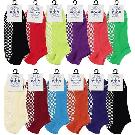Women's Non Slip No-Skid Socks with Grips, 97% Cotton, For Hospital, Yoga, Pilates, Barre, Grippy Ankle Sock (120 Pairs)