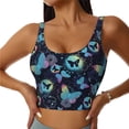 thumbnail image 2 of Uemuo Blue Butterfly Pattern Women's Sports Bra - High Impact Support, Breathable, and Comfortable Athletic Bra for Running, Yoga, and Workouts, 2 of 9