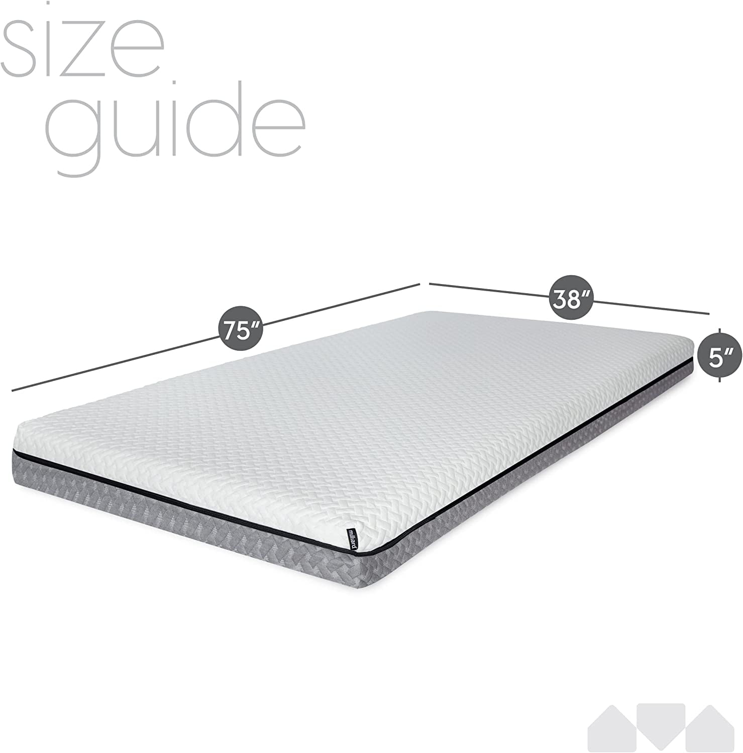Milliard 5 in. Deluxe Memory Foam Mattress Twin, Dual-Sided - for Bunk Bed, Daybed, Trundle or Folding Bed Replacement