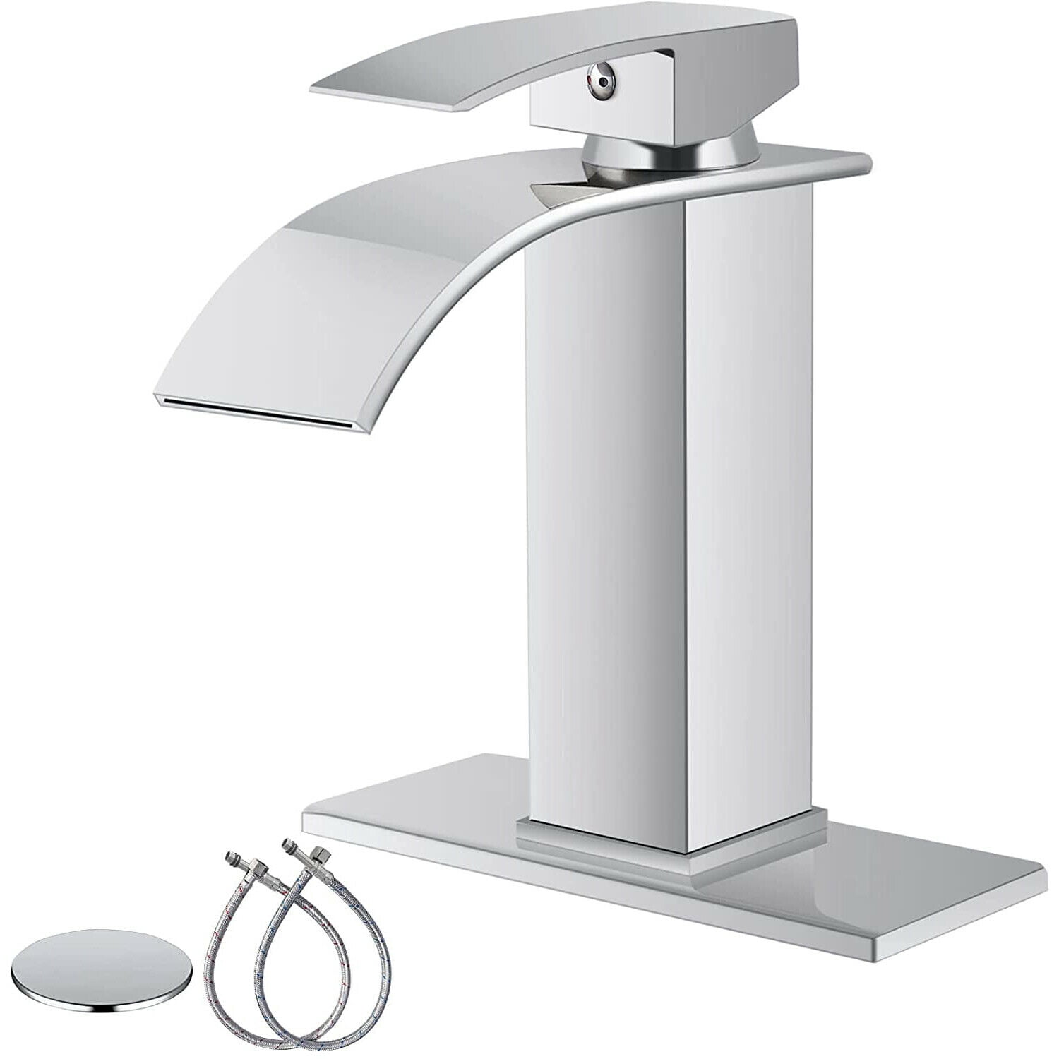 Bathroom Basin Faucet Vanity Sink Waterfall Mixer Tap Lavatory Tap &Drain Chrome