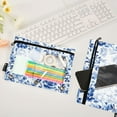 thumbnail image 4 of 2 Pack Pencil Pouch for 3 Ring Binder Smooth Zipper Folders with Pockets Clear Window Pencil Case Blue and White Porcelain Floral, 4 of 6