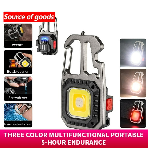Lámpara De Llavero Lámpara Mini linterna LED llavero recargable 500LM abrelatas camping luces de trabajo