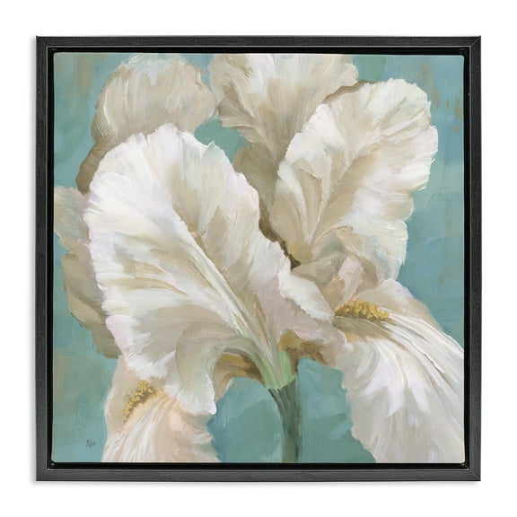 Stupell Industries White Iris Petals Botanical & Floral Painting Black Floater Framed Art Print Wall Art, 18 x 18