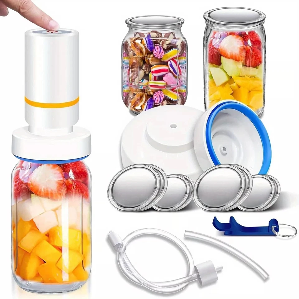 Electric Mason Jar Vacuum Ever Sealer Kit For Wide/ Regular Mouth Jars With Lids
