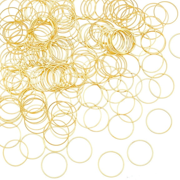 1 Set 200Pcs 25mm Linking Rings Hollow Circle Bezel Pendant Golden Round Frame Flat Rings Jewelry Connectors for Earrings Necklaces Jewelry Making