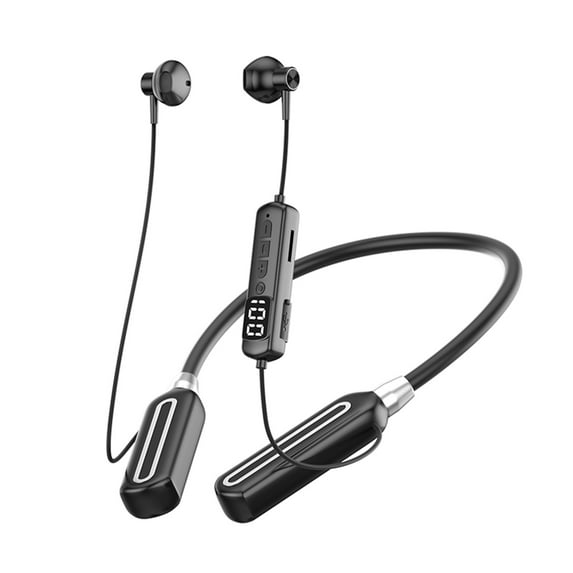 Sodopo 5.0 Neck Hanging Wireless Bluetooth Headset Intelligent Digital Display Can Be Inserted Into The Card, Sports Range Noise Cancellation Can Call