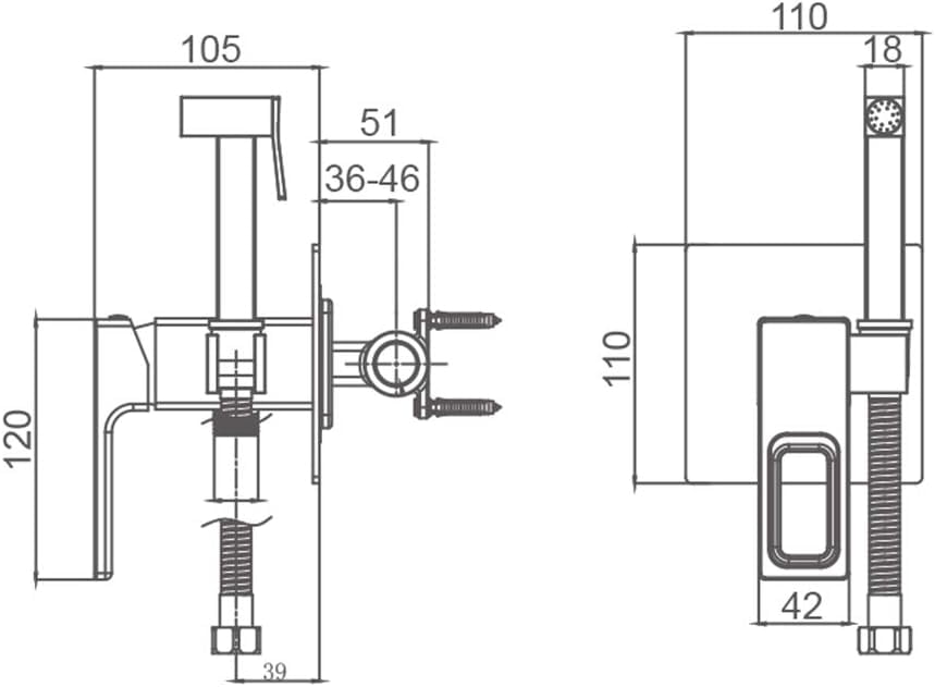 Bidet Toilet Faucet, Solid Brass Bidet Faucet Muslim Ducha Hygienic Shower, Matte Black Hot and Cold Water Mixer Tap