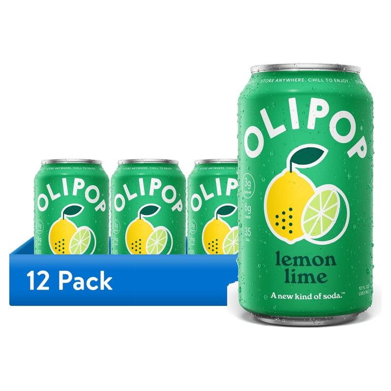 OLIPOP Lemon Lime Prebiotic Soda, 12 fl oz, 12 Pack photo 1