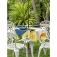 thumbnail image 2 of Yellow Lemons Outdoor Tablecloth - 60 Inch Round Dining Table Cover, Summer Fruits Leaves Pastoral Botanical Waterproof Outdoor Table Cloth with Umbrella Hole & Zipper for Picnic/Patio/Party, 2 of 7