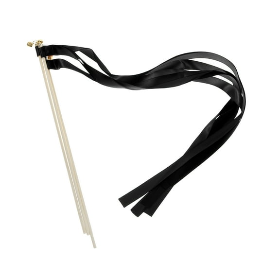15Pcs Wedding  Party Ribbon Streamers Sticks for Wedding Party Black
