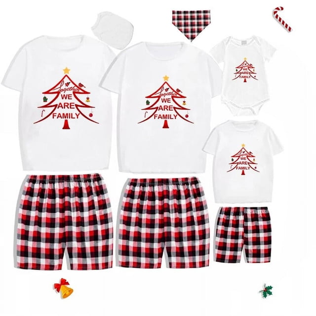 Pijamas familiares a juego de Navidad, conjunto de Pijamas cortos, exclusivo, Feliz Navidad, hermoso árbol
