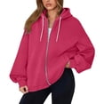 thumbnail image 3 of XUANTAOO Womens Zip Up Hoodie Hooded Workout Jacket Top Long Sleeve Coats Casual Fall Winter Outfit Fashion Clothing, 3 of 8