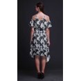 thumbnail image 2 of Bimba Grey Tie-Dye Printed Womens Ruffle Front Cold Shoulder Swing Shift Dress - Large, 2 of 6