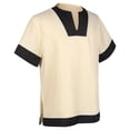 thumbnail image 4 of Viking Tunic Short, Sleeve Medieval Shirt, Belt Roman Knight, Costume Top Historical, Viking Tunic Short Sleeve Medieval Shirt With Belt Roman Knight Costume Top for Movie Night, Beige L, 4 of 6