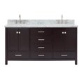 thumbnail image 2 of Ariel Cambridge 67 Inch Double Oval Sink Vanity With Carrara White Marble Countertop With 1.5 Edge In Espresso, 2 of 10