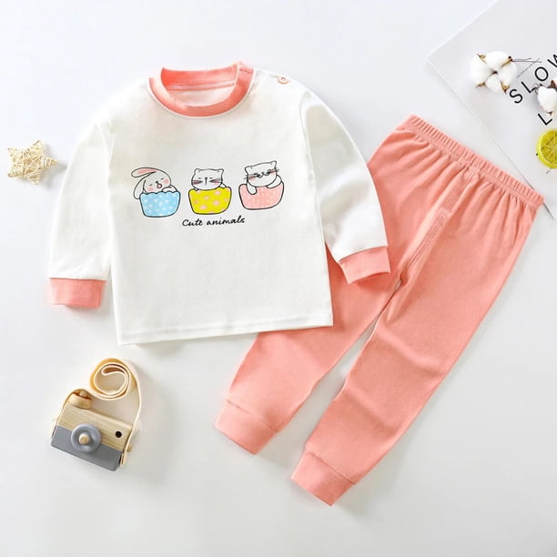 Ropa de dormir de algodón para niños y niñas, Pijamas de Navidad, conjunto de dos piezas de algodón para el hogar de 2 a 7 años