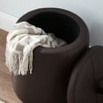 thumbnail image 2 of Linon Farman Round Faux Leather Storage Ottoman, Brown, 2 of 8
