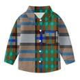 thumbnail image 3 of Cethrio Kids Boys Plaid Shirts, Fall Long Sleeve Casual Collared Button Down Shirts Brown Size 3-4 T, 3 of 5