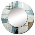 thumbnail image 2 of Designart "Cubist Struggle In Blue And White" Abstract Shapes Rund Mirror For Wall Decor - Large Blue Round Printed Mirror - Modern Round Office Mirror - 29" x 29", 2 of 6