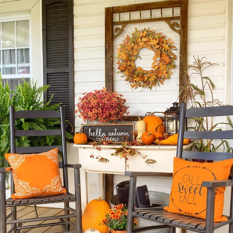 Scidweet 22 Inch Fall Wreath, Artificial Mixed Leaves photo 8