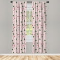 thumbnail image 2 of Ambesonne Floral 4-Panel Curtains, Soft Toned Flowers Graphic, 56"x84", Fern Green Pale Pink, 2 of 4