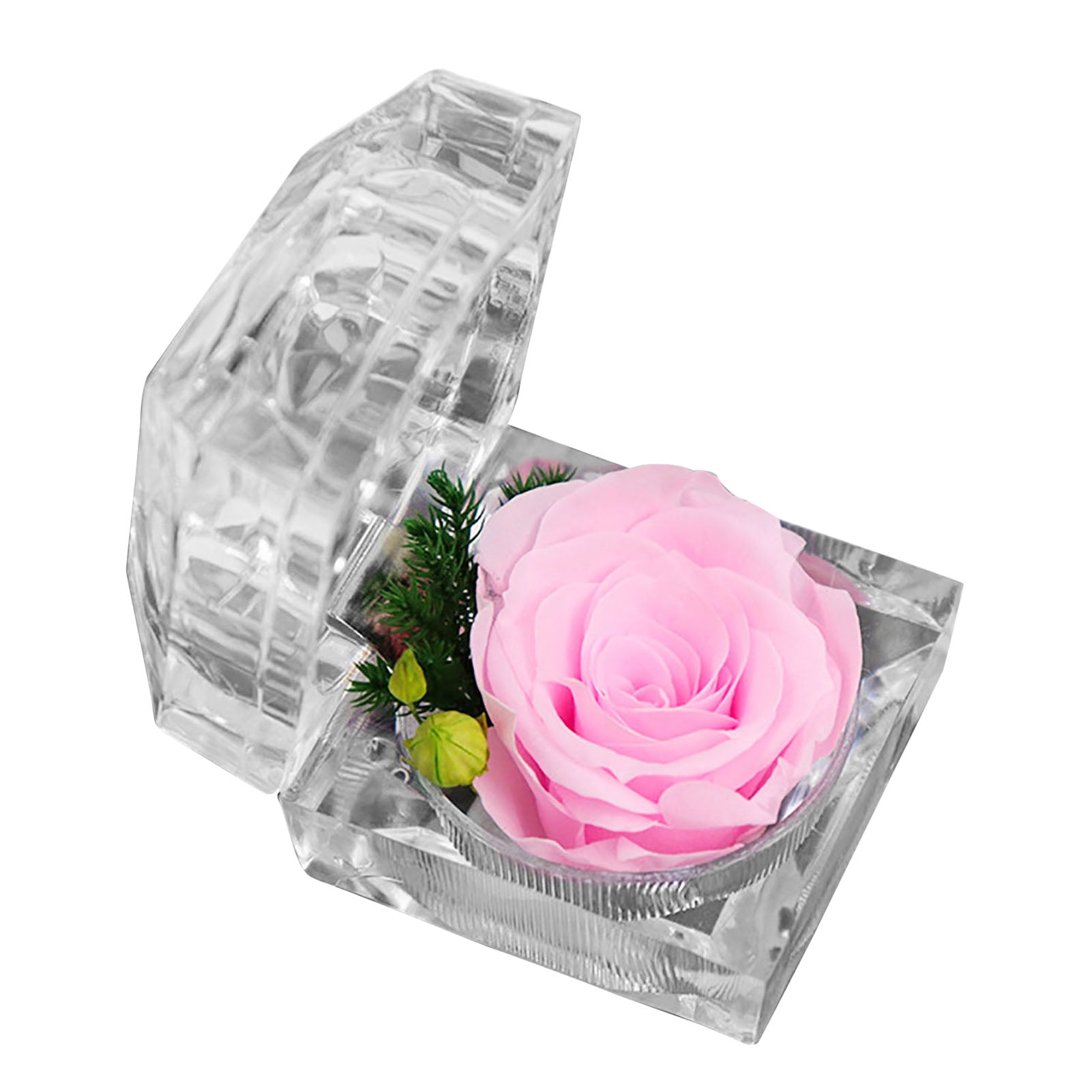 Preserved Rose Flower Ring Box Wedding Engagement Jewelry Display