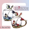 thumbnail image 2 of BTaT- Floral Glass Tea Cups with Lids, Pack of 2, Flower Tea Cups, 2 of 9