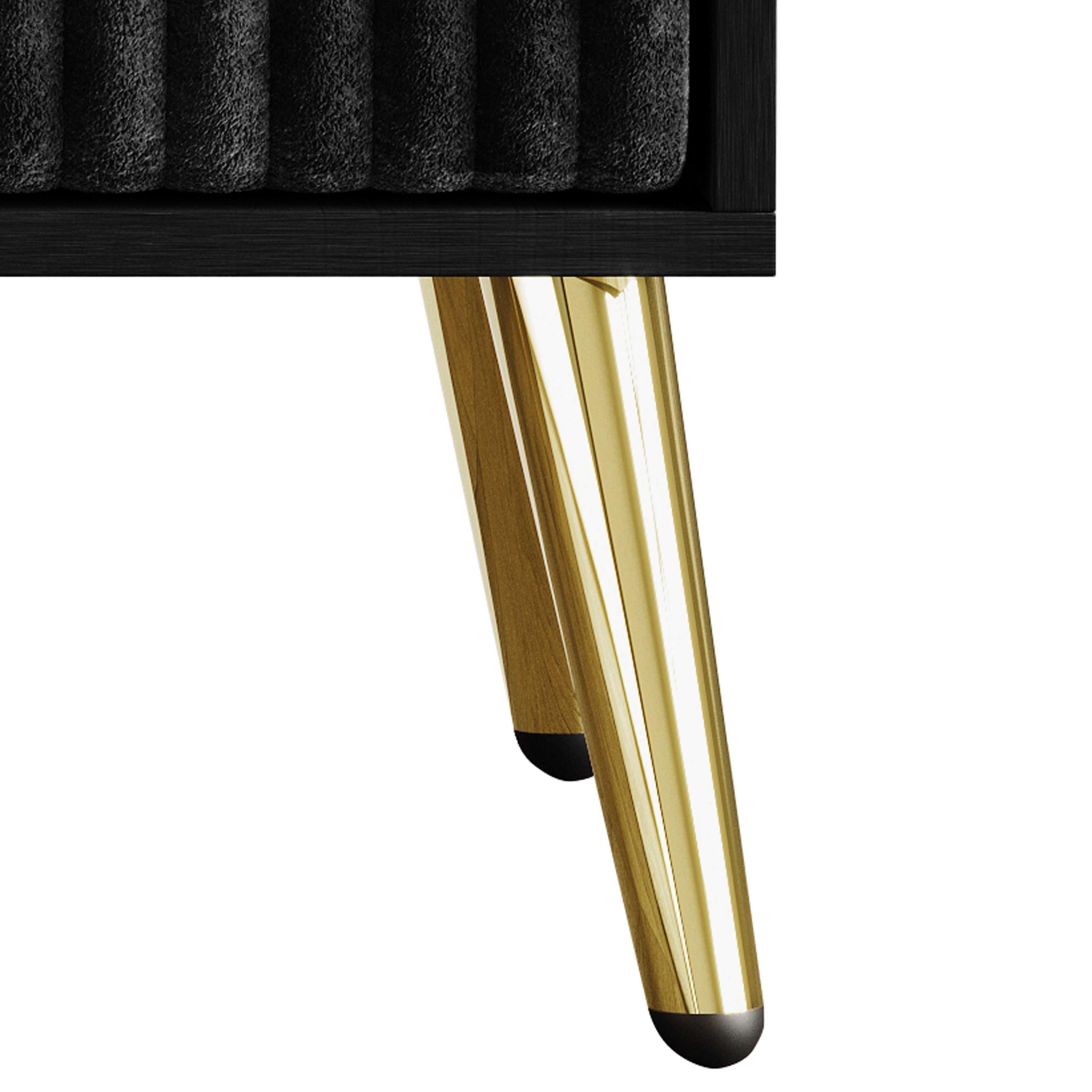 Home Design Alva 2 Drawer Nightstand with Gold-Accented Handles and Tapered Legs, Black, Easy Assembly