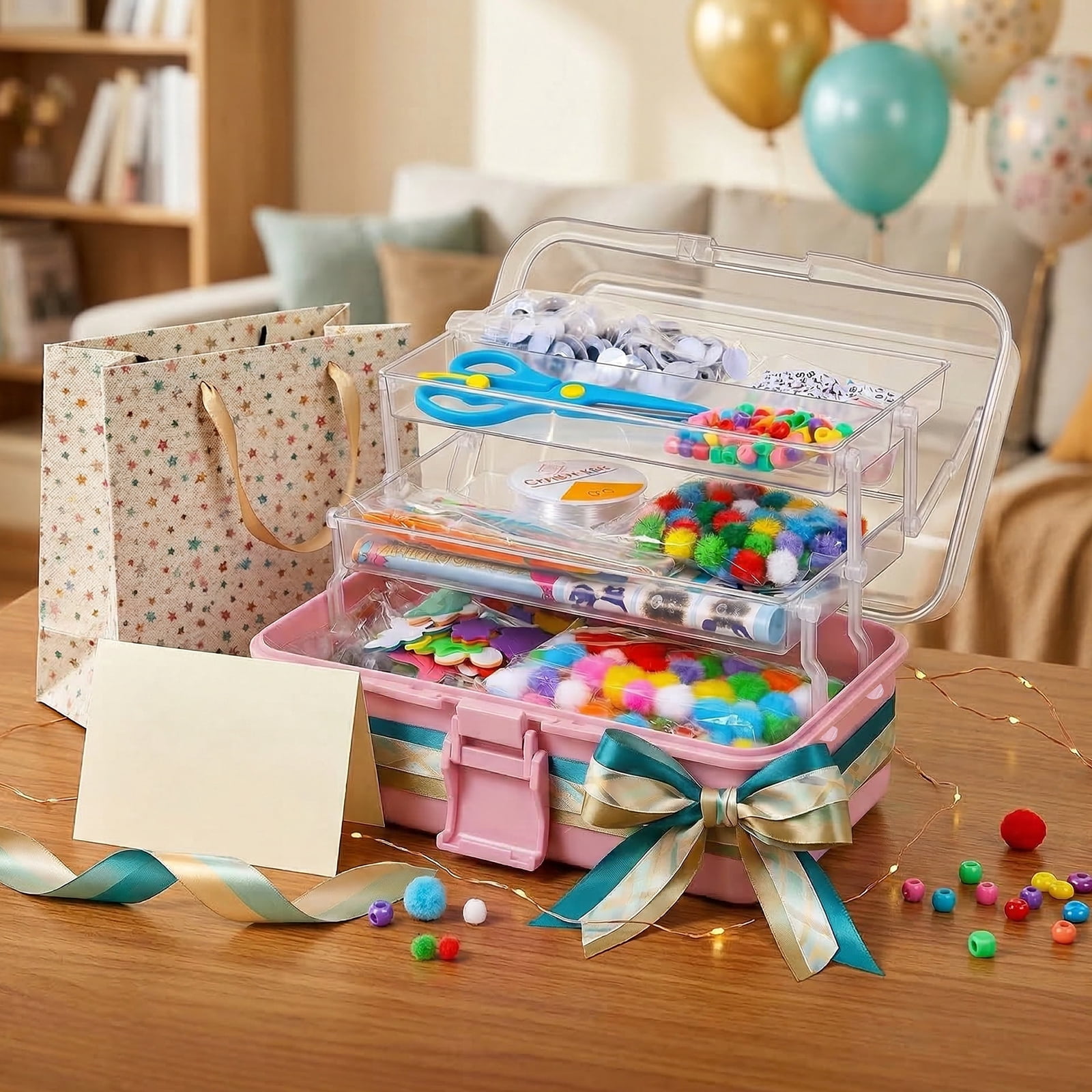 3000PCS Arts and Crafts Supplies Kit for Kids DIY Pipe Cleaner Craft Box Kits Supplies Set Include Pompoms Pipe Cleaners Craft for Kids Christmas Present for Boys Girls