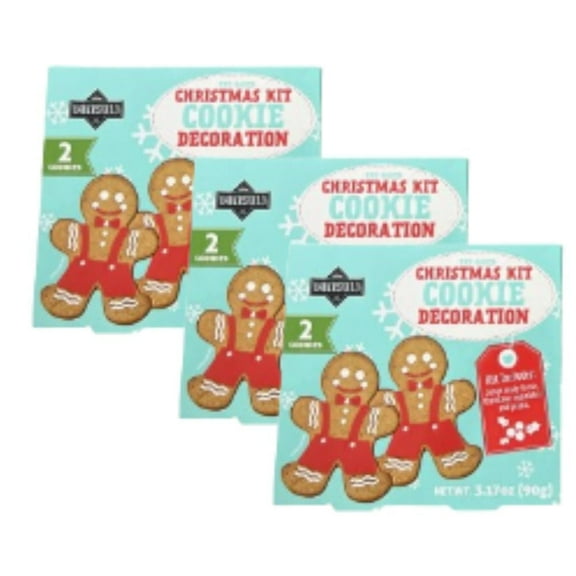 Bakersfield Pre-Baked Christmas Cookie Decorating Kit, 2 Cookies (3.17 oz Each), Pack of 3 – Fun Holiday Cookie Activity for Kids & Families