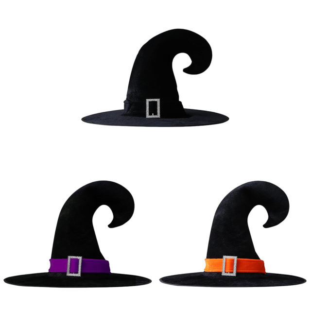 Sombrero Bruja Halloween Con Hebilla Puntiagudo Ancha para Fiestas Carnaval ()
