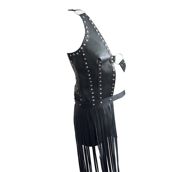 Women Punk Waist Belt Fashion Long Tassels Fringe Dress Belt Gotik PU Leather Body Harnesses Adjustable Rock Jeans Belt