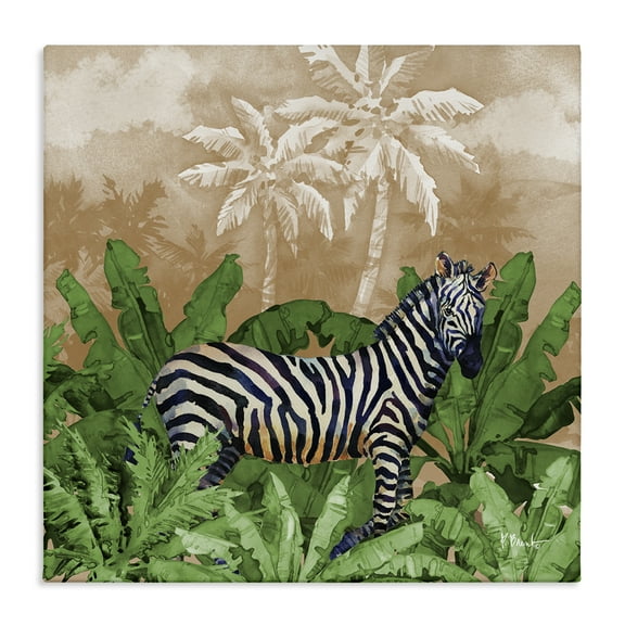Stupell Industries Jungle Life Zebra Animals & Insects Painting Gallery Wrapped Canvas Art Print Wall Art, 17 x 17