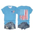 thumbnail image 2 of Hauts de Printemps pour Femmes Jour de L'Indépendance Drapeau Col Rond Imprimé Lettre Manches Courtes T-Shirts pour Femmes Bleu Ciel L, 2 of 4