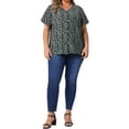 thumbnail image 2 of Agnes Orinda Women's Plus Size Blouses Floral Button Down Shirts V Neck Tops Ruffle Sleeve Casual Top 2X Black Purple, 2 of 6