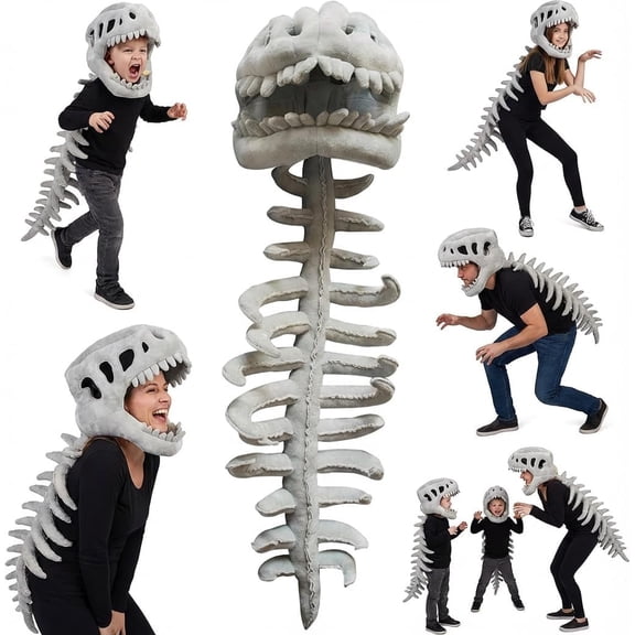 Dinosaur Skeleton Costume, Cozy 3D Dinosaur Skeleton Costume Set, Realistic Spinosaurus Outfit