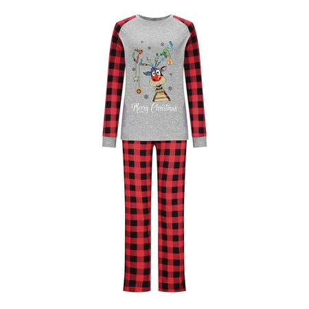 

Pajamas for Women KKCXFJX Parent-child Attire Christmas Suits Patchwork Plaid Printed Homewear Round Neck Long Sleeve Pajamas Two-piece Mom Sets