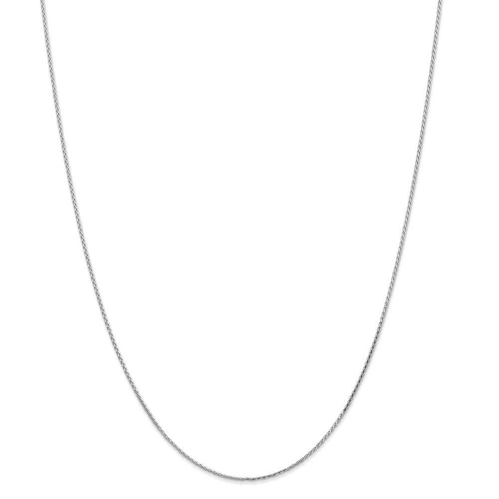Leslie's Real 14kt White Gold 1mm Diamond Cut Round Wheat Chain; 24 inch; Lobster Clasp; for Adults and Teens; for Women and Men