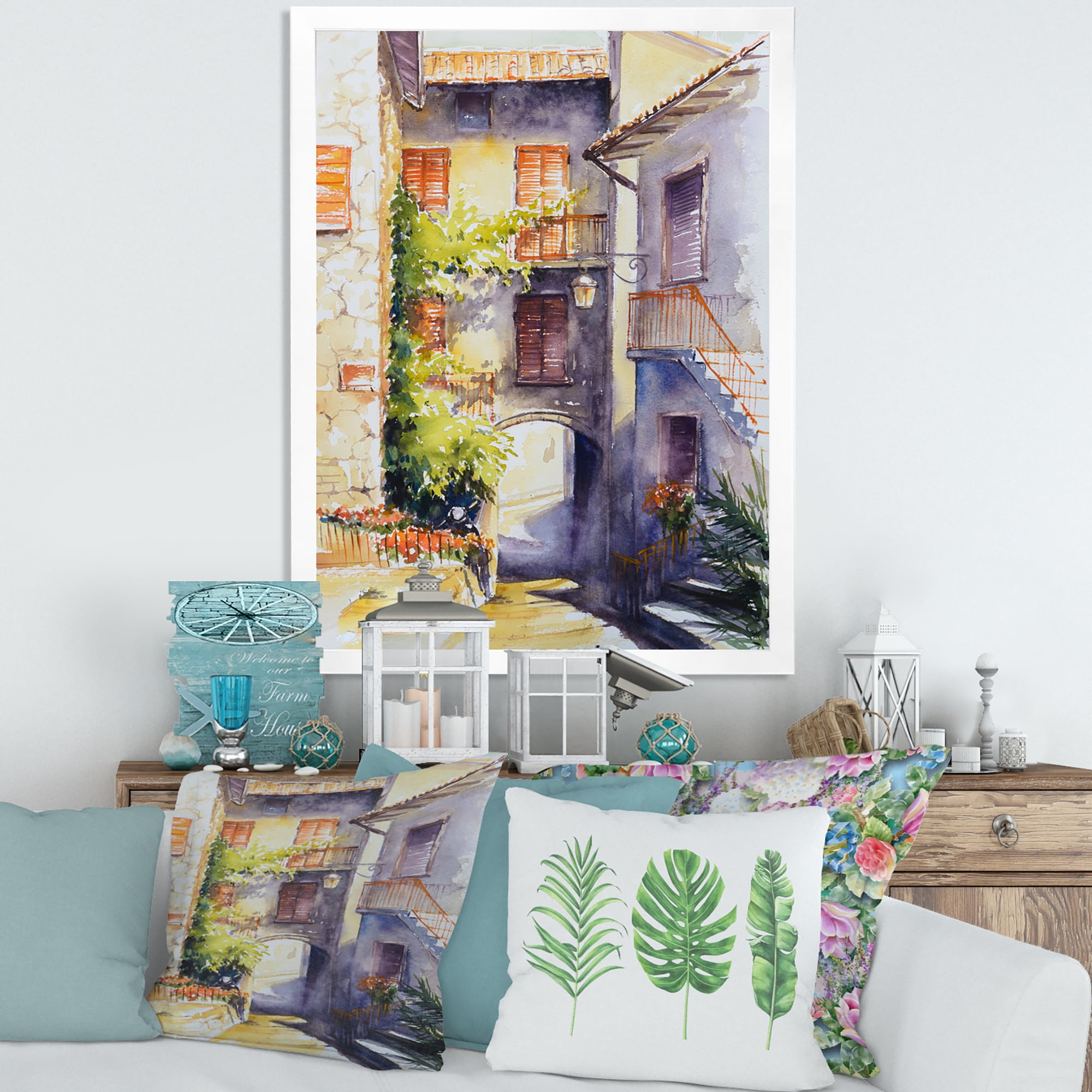 Designart 'Idyllic and Rustic Italian VIllage' Country Framed Art Print