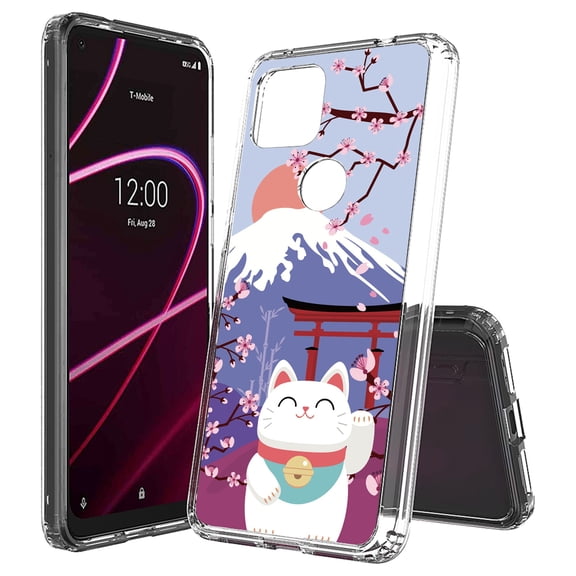 Beyond Cell compatible with T-Mobile Revvl 5G (2020) Case,, Transparent Clear Shock Absorption Cushion Bumper Corner Soft TPU   PC Cover Lucky Cat Mount Fuji